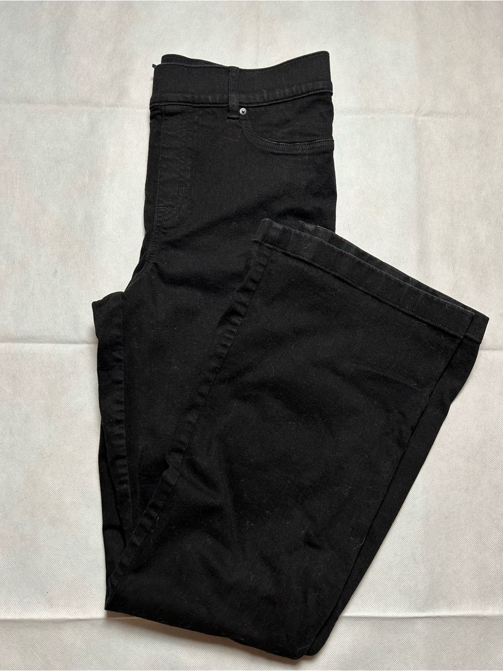 Spanx black flare leg denim pull on pants size XL